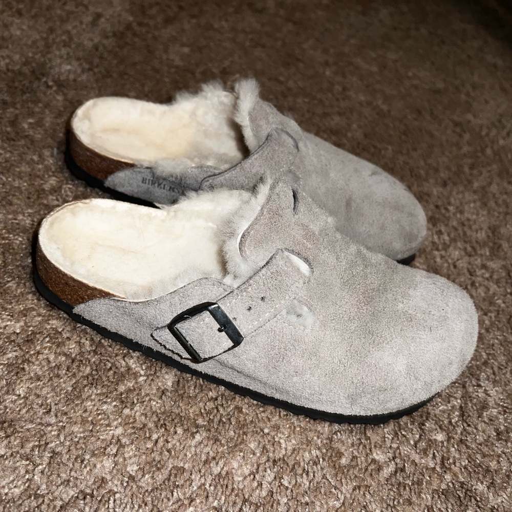 Birkenstock shearling Boston clog